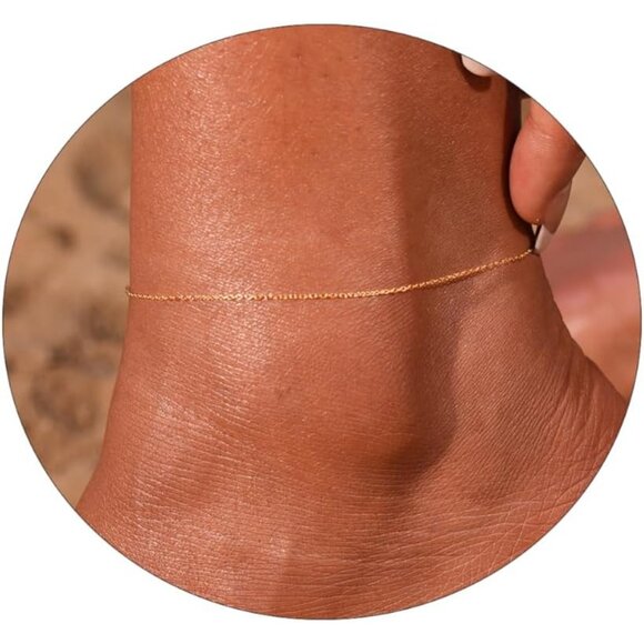 Jewelry - MOLEVY Ankle Bracelets for Women 14K Gold Plated Anklet Silver Anklets Waterproo